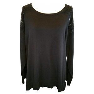 NEW- Verve Ami  Black Sweater with Black Beaded Accents Size X-Large